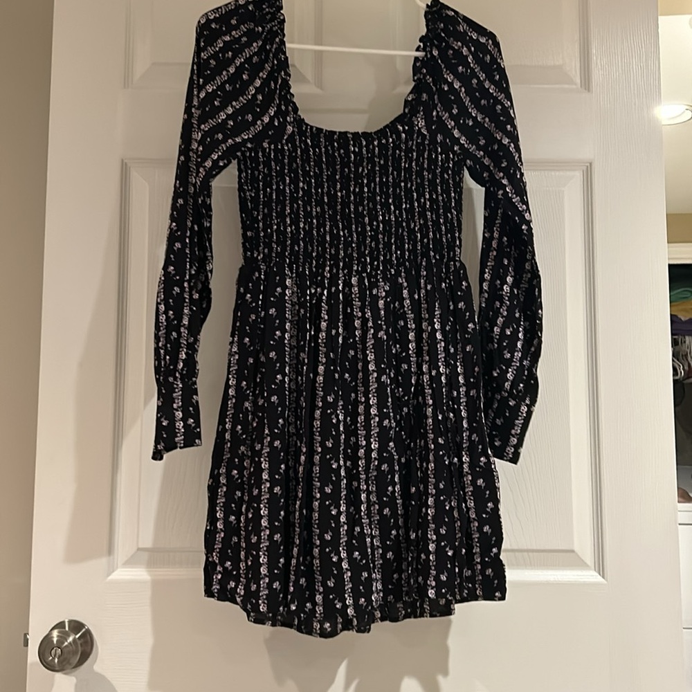 Paige small dress black and white smocked bodice